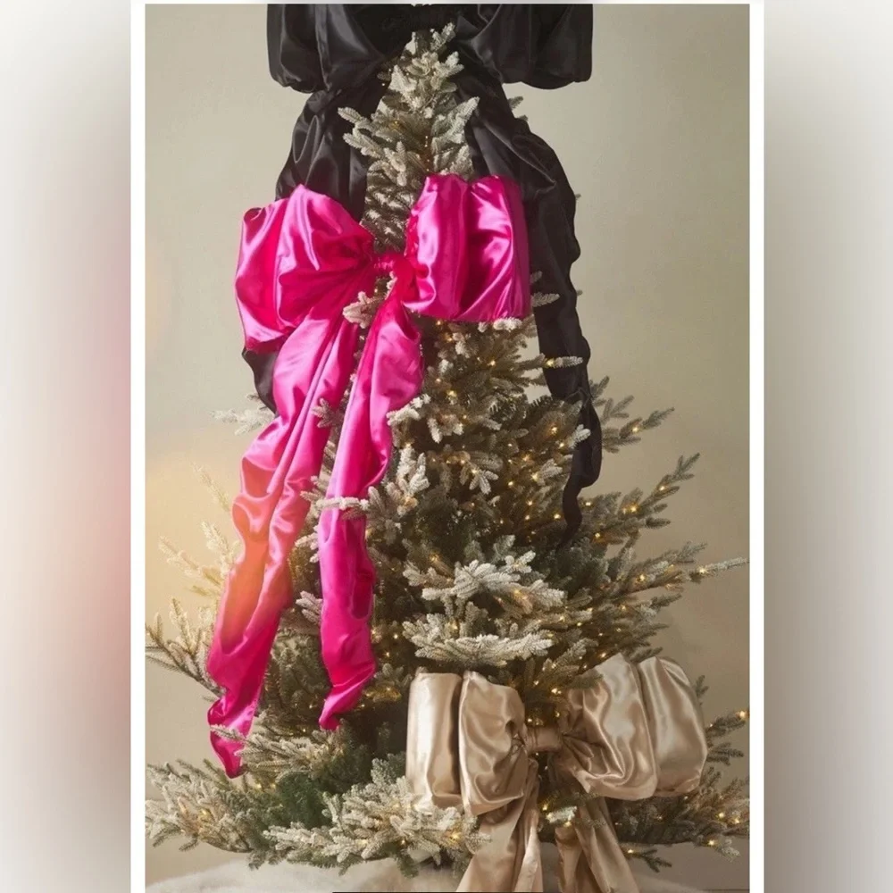 Anthropologie PINK Satin Bow Tree Topper